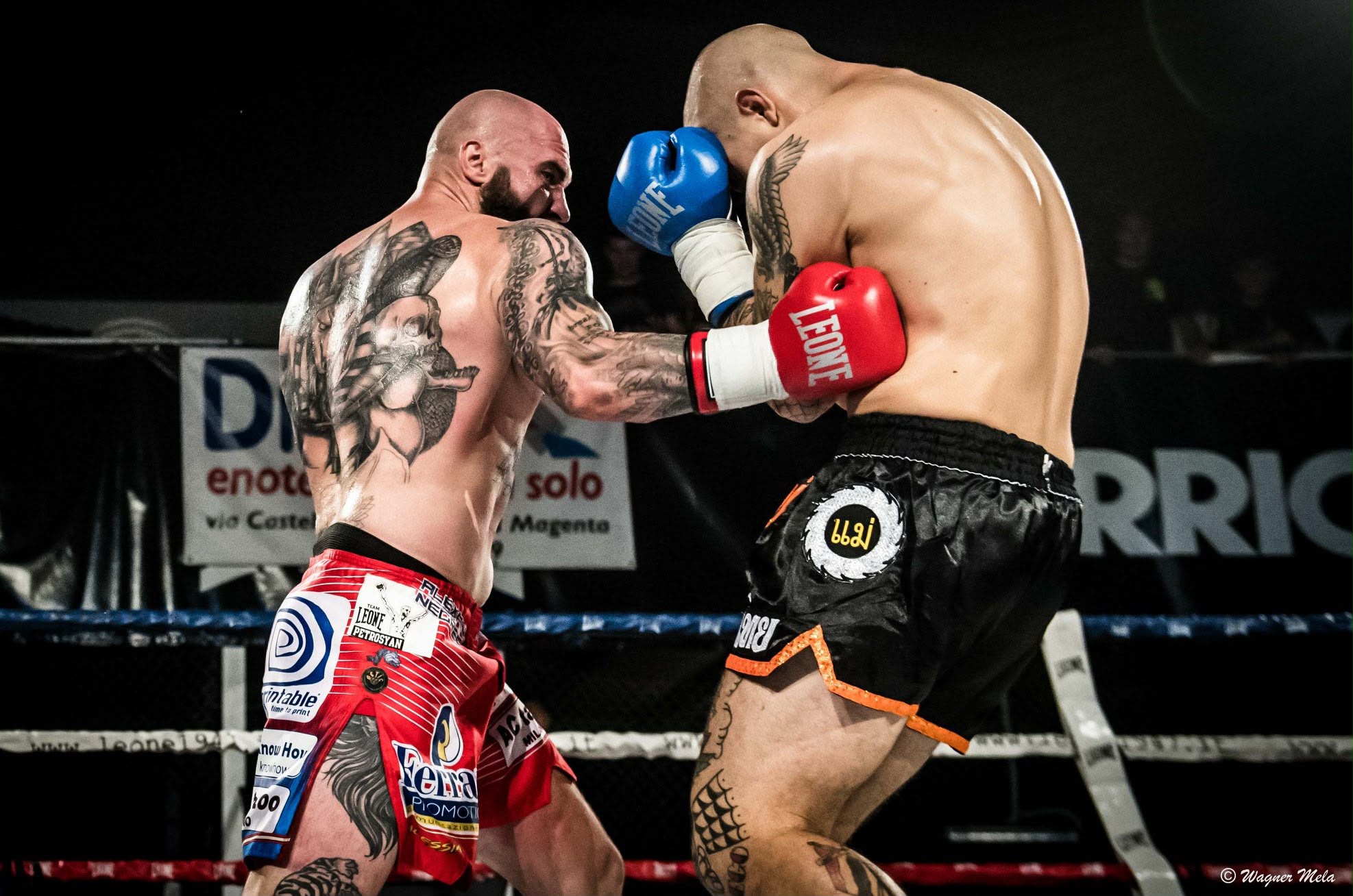 Alex Negrea în ring, meci de kickbox